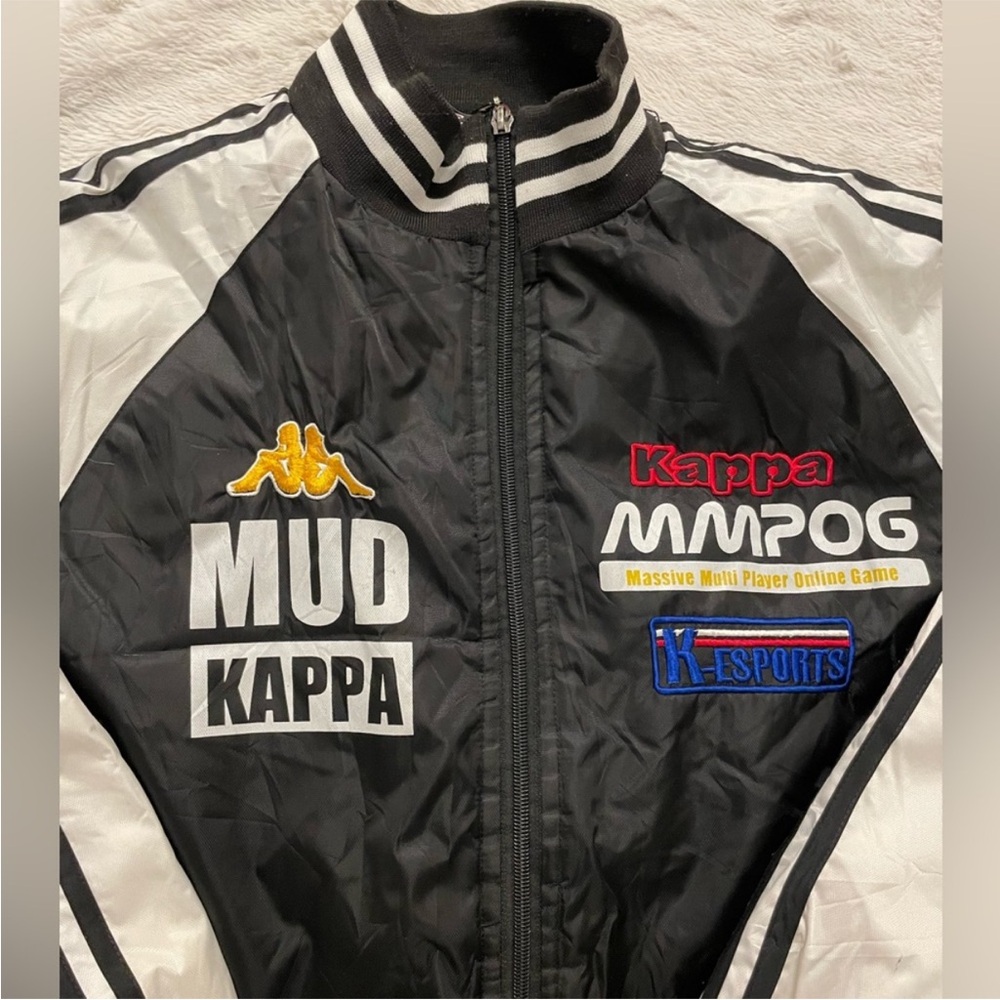 Vintage Kappa Black and White Varsity Racing Jacket